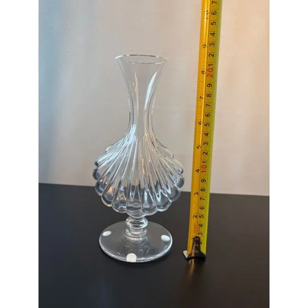 Baccarat France Crystal Bud Vase Fluted Shell Footed Acid Etched Mark